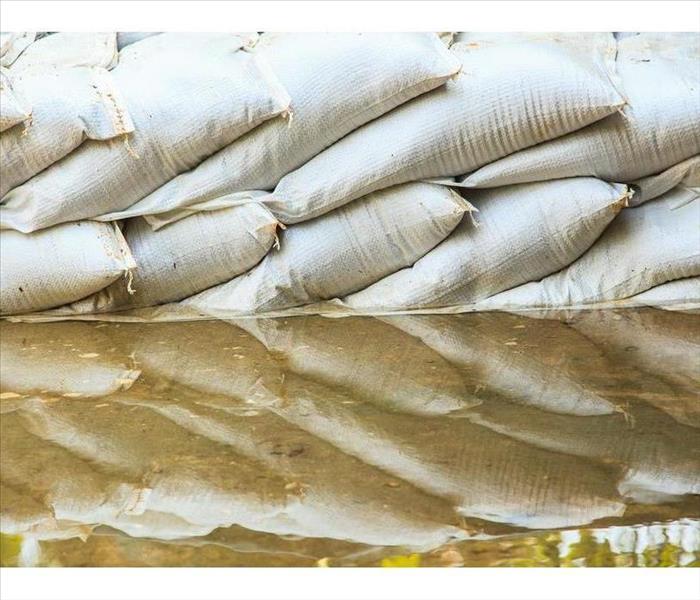 Water barrier of sand bag to prevent flood